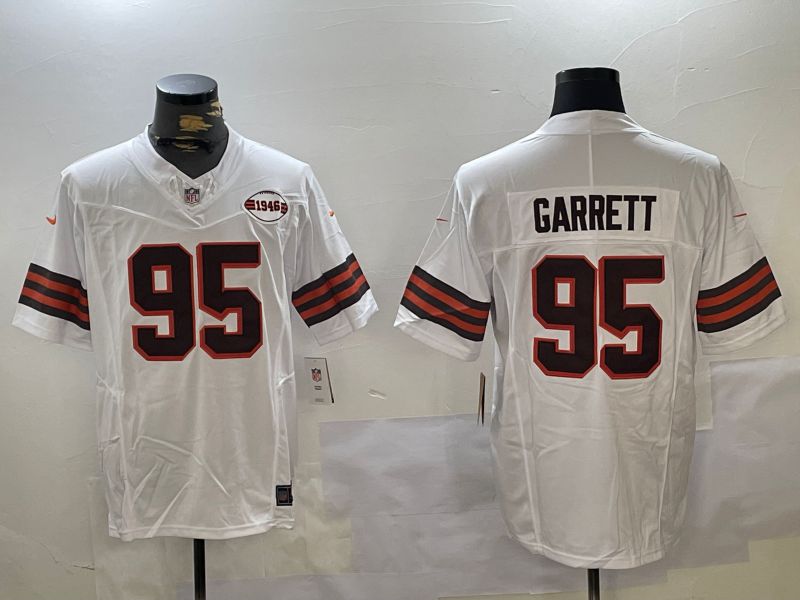 Men Cleveland Browns 95 Garrett White 2024 Nike Vapor Limited NFL Jersey style 3